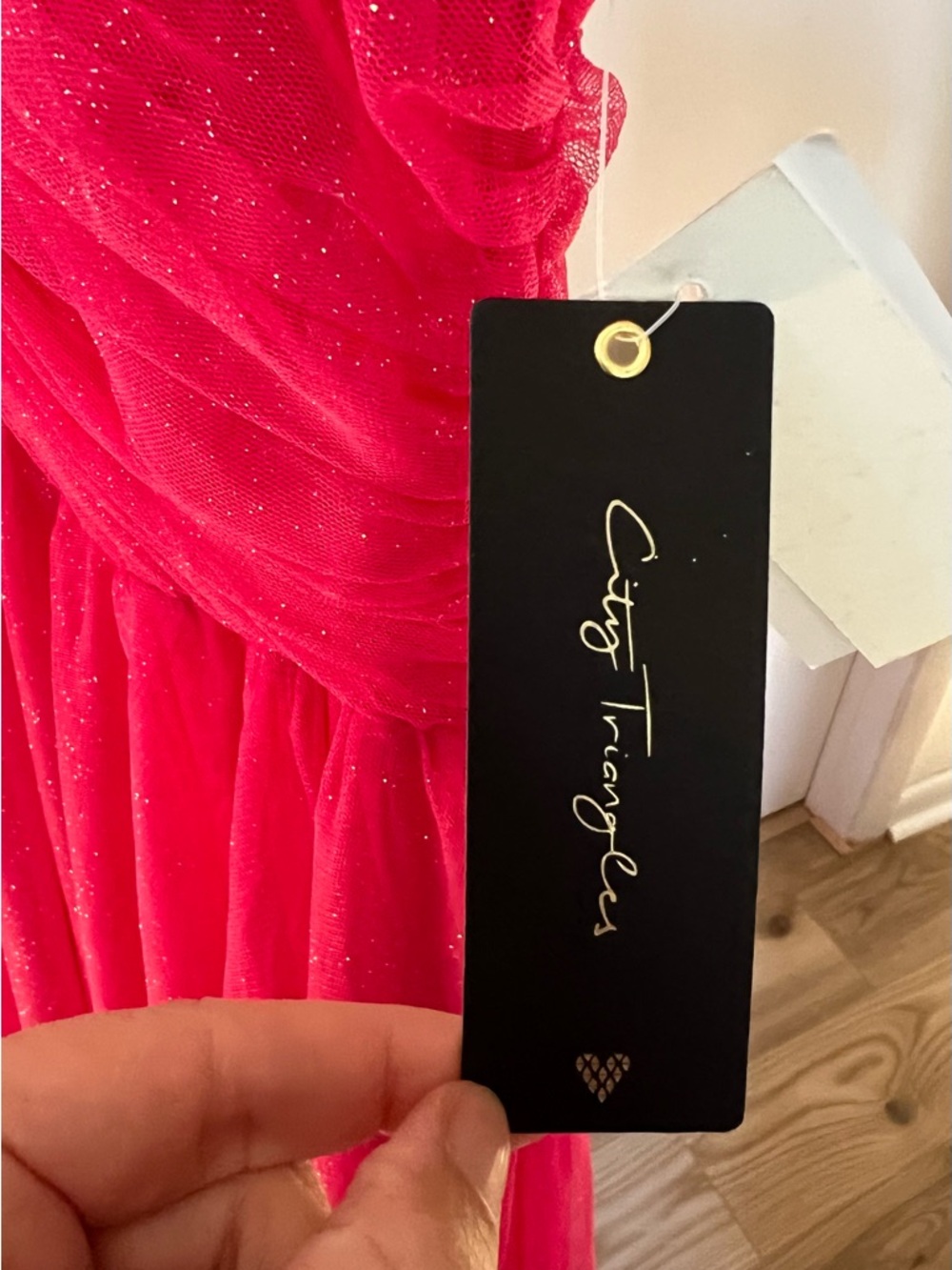 NEW City Triangle Hot Pink Shimmery Prom Wedding Party Formal Ball Gown Dress 9 - Picture 6 of 12